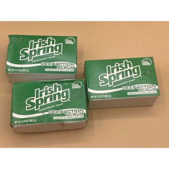 Irish spring Deep Action Scrub soap inspired by rock salt 3 bars 3.75 oz ea - Picture 2 of 2